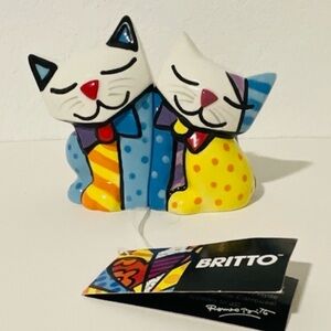 Colorful Cat Salt & Pepper Collector Set by Britto